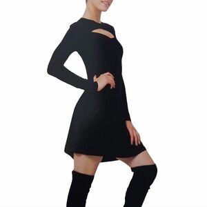 NORMA KAMALI EVERLAST Diamond Cut Out Black Stretch Jersey Mini Dress S